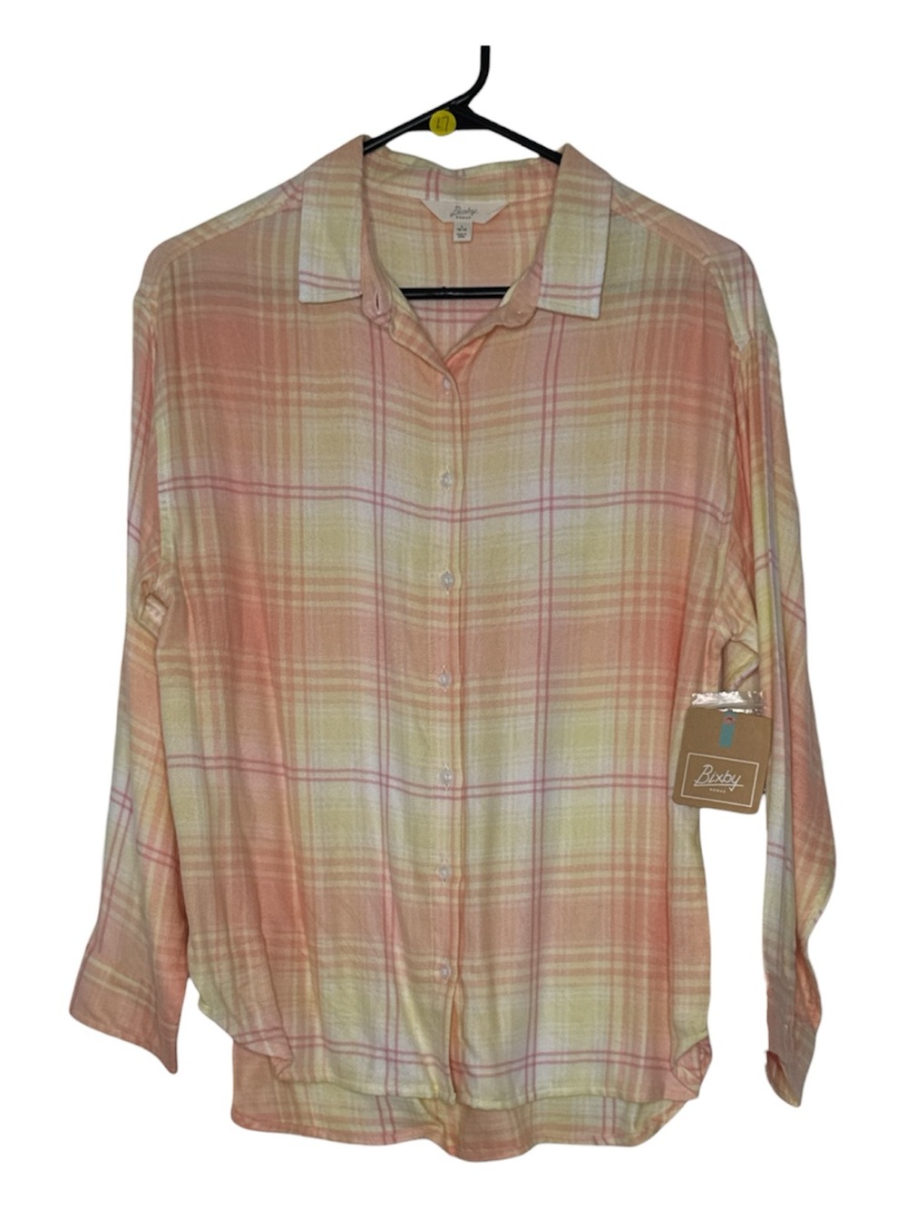 Bobby Plaid Button-Down Shirt in Peach and Cream